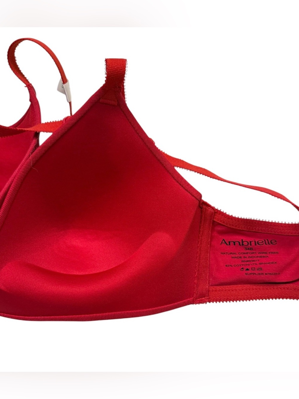 NWT Ambrielle red padded push up bra cotton Wirefree convertible Racerback 34B - Picture 5 of 5